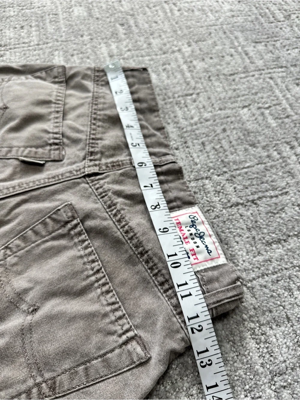 Pepe Jeans London High Rise Denim Shorts Taupe Cuffed Size 24 - Picture 6 of 12